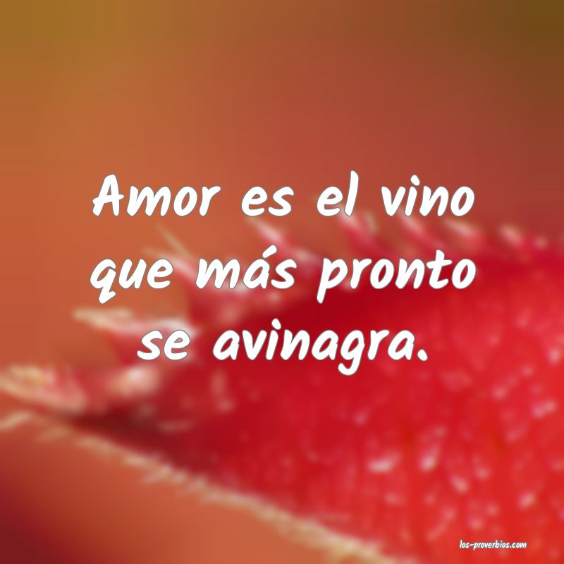 Amor es el vino que más pronto se avinagra.
