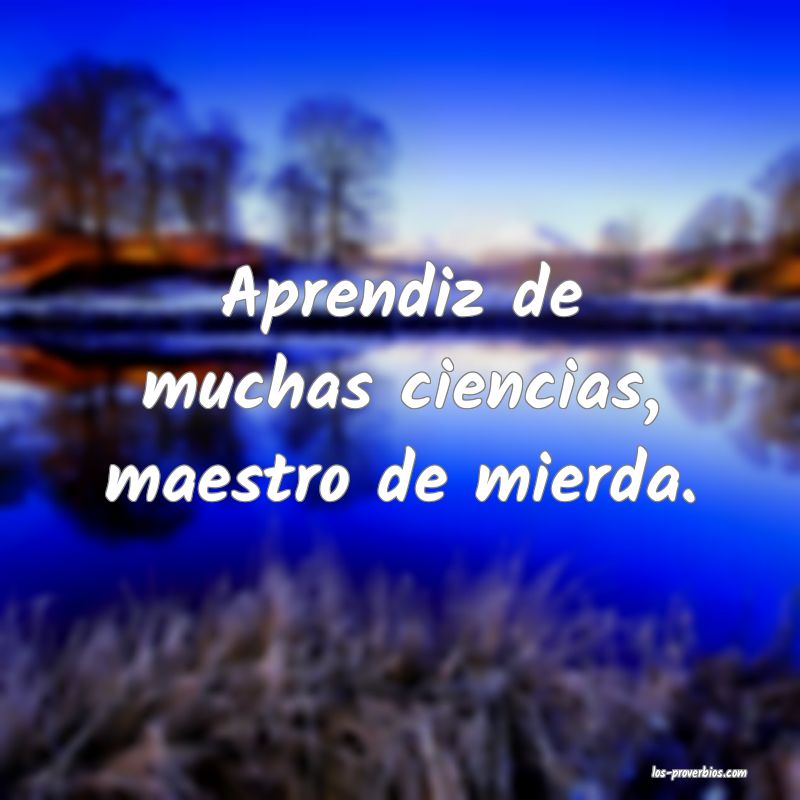 Aprendiz de muchas ciencias, maestro de mierda.
