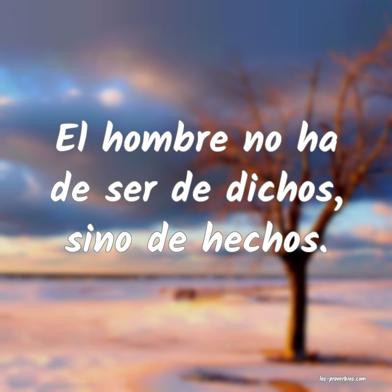 El hombre no ha de ser de dichos, sino de hechos.
