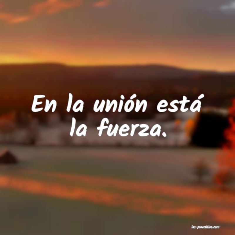 En la unión está la fuerza.
