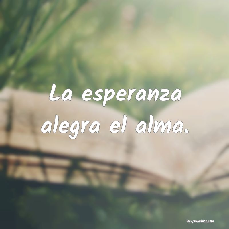 La esperanza alegra el alma.
