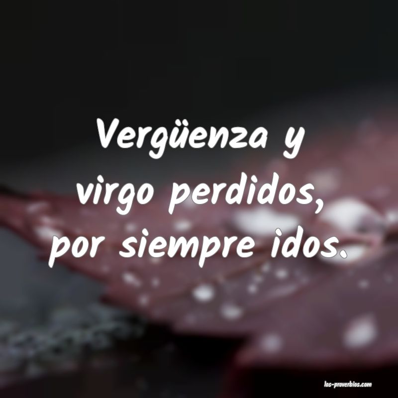 Vergüenza y virgo perdidos, por siempre idos.
