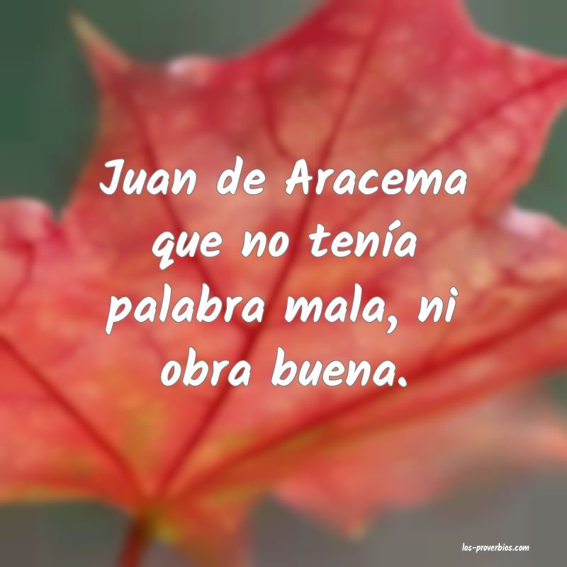 Juan de Aracema que no tenía palabra mala, ni obra buena.
