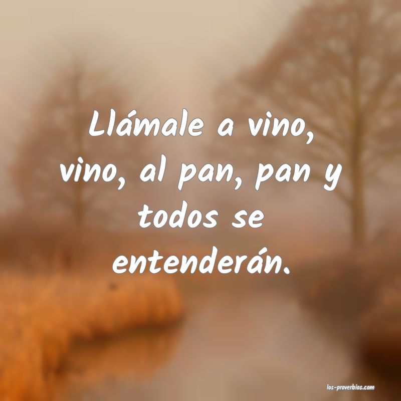 Llámale a vino, vino, al pan, pan y todos se entenderán.
